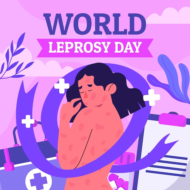 Flat world leprosy day illustration