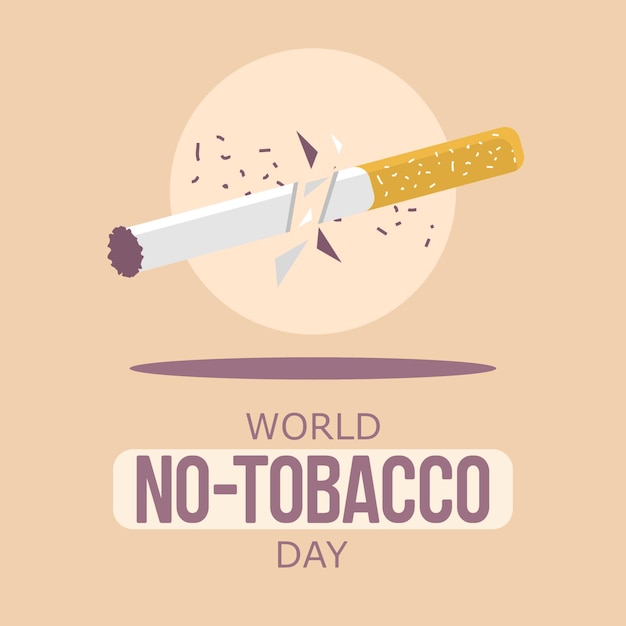 Flat world no tobacco day celebration post design