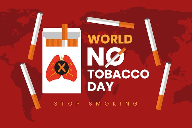 Flat world no tobacco day illustration