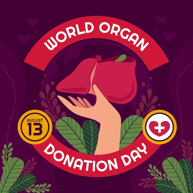 Flat world organ donation day illustration