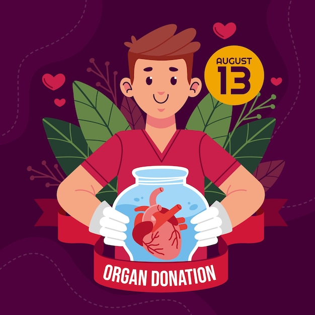 Flat world organ donation day illustration