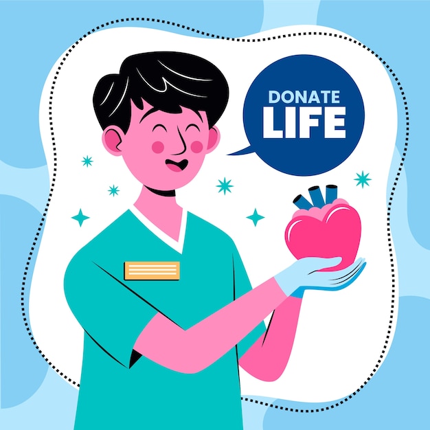 Flat world organ donation day illustration