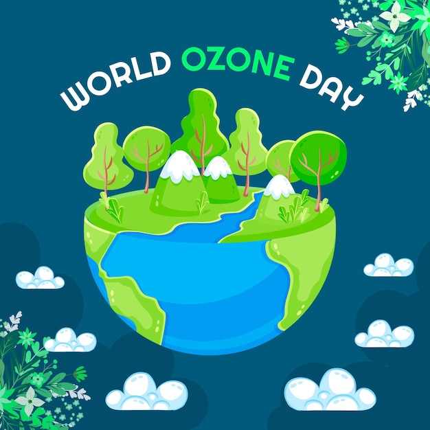 Flat world ozone day illustration