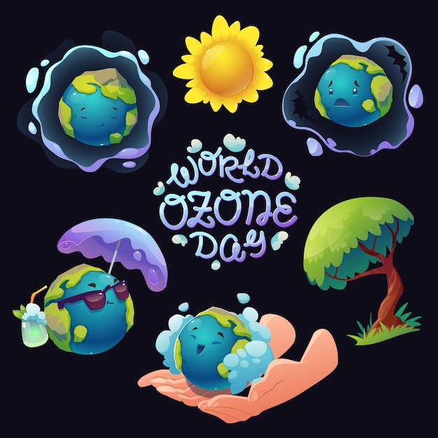 Flat world ozone day illustration