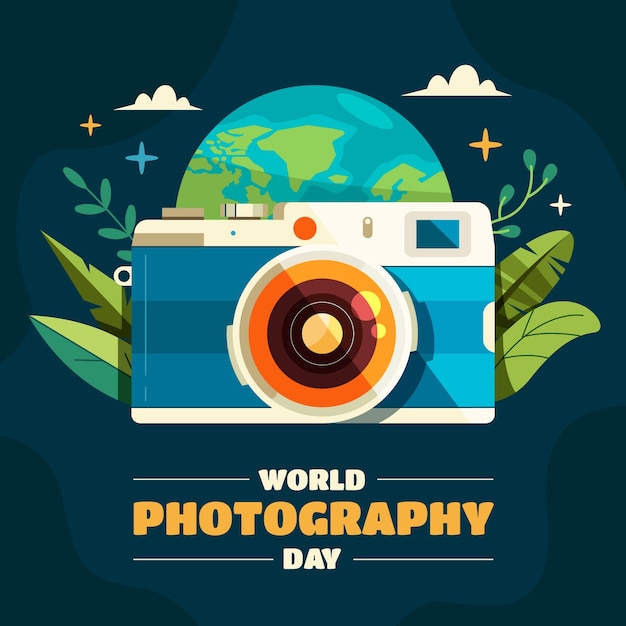 Flat world photography day illustration