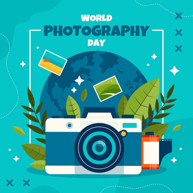 Flat world photography day illustration