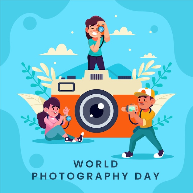 Flat world photography day illustration