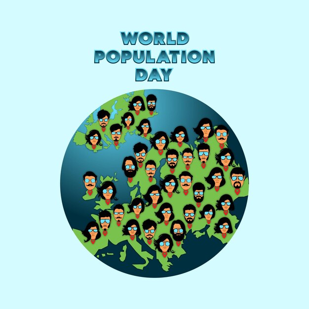 Vector flat world population day illustration