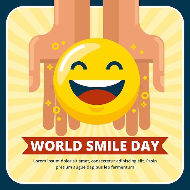 Flat world smile day illustration