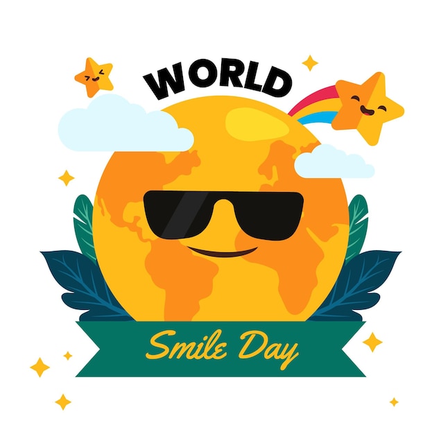 Flat world smile day illustration