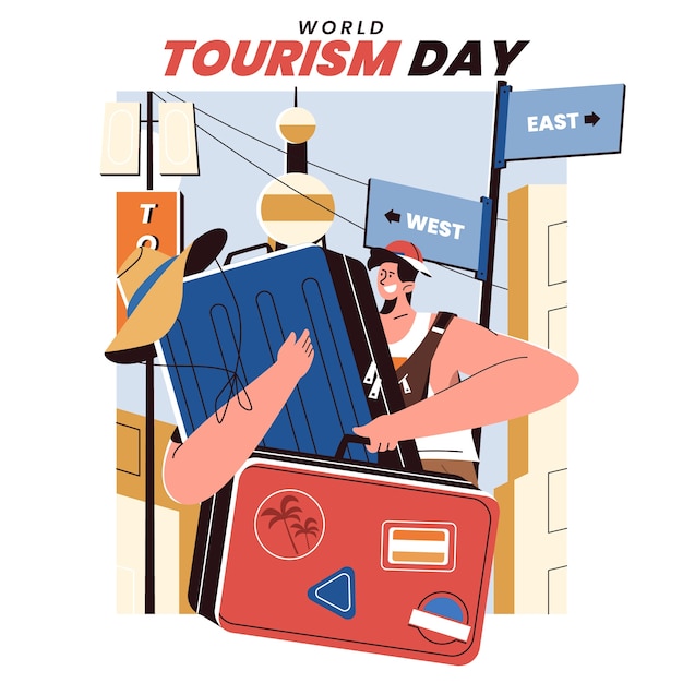 Flat world tourism day illustration