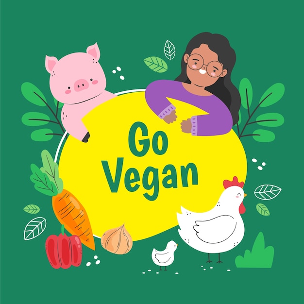 Vector flat world vegan day illustration