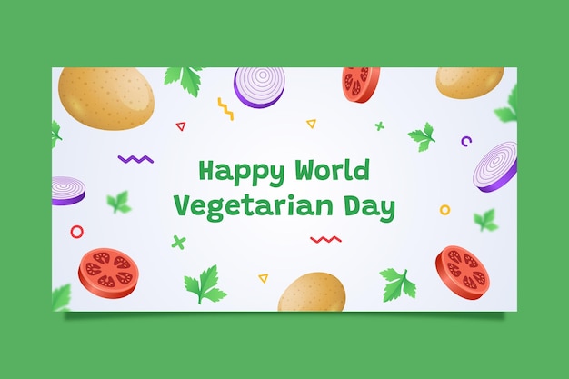 Flat world vegetarian day social media post template