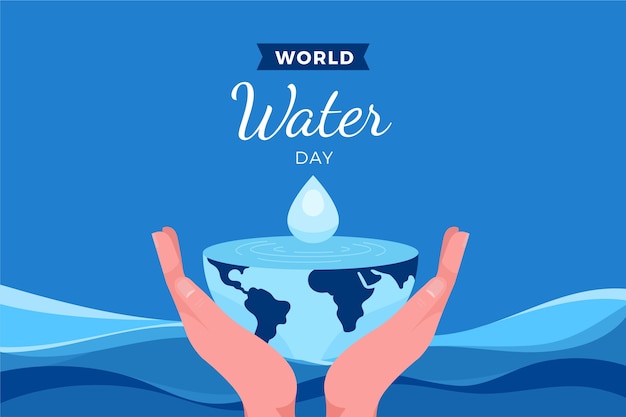 Flat world water day background