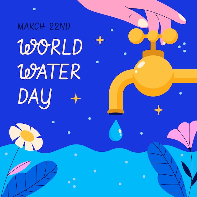 Flat world water day illustration