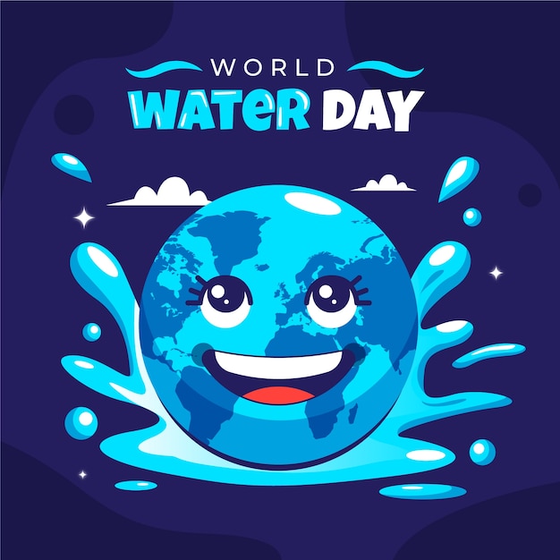 Flat world water day illustration