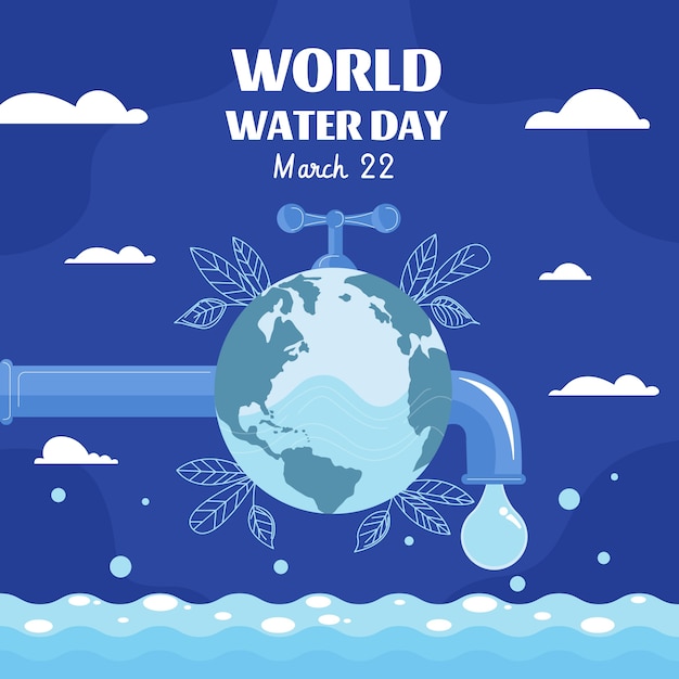 Flat world water day illustration