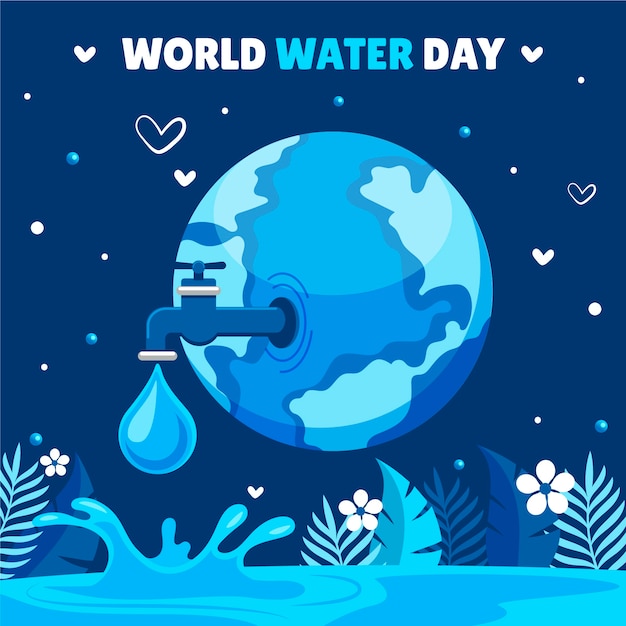 Flat world water day illustration