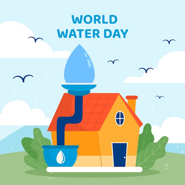 Flat world water day illustration