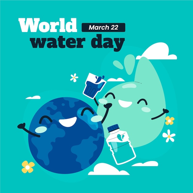 Flat world water day illustration