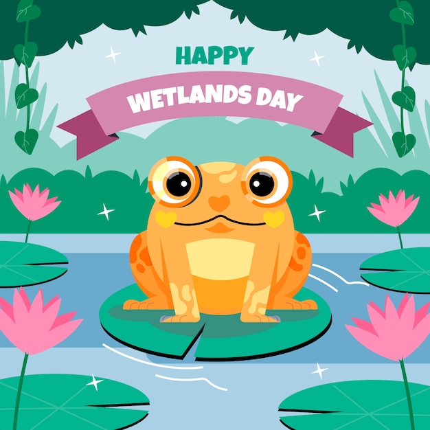 Flat world wetlands day illustration