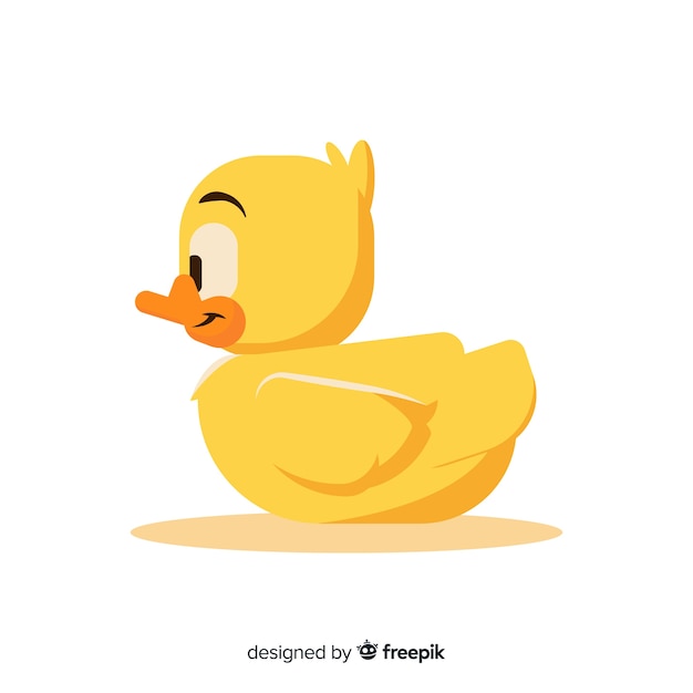 Flat yellow rubber duck isolated