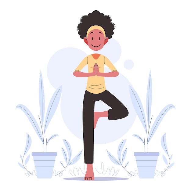 Flat Yoga Pose Illustration