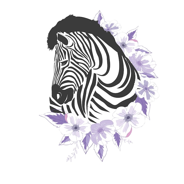 Flat zebra portrait for card, placard, invitation, book, poster, note book, sketch book.