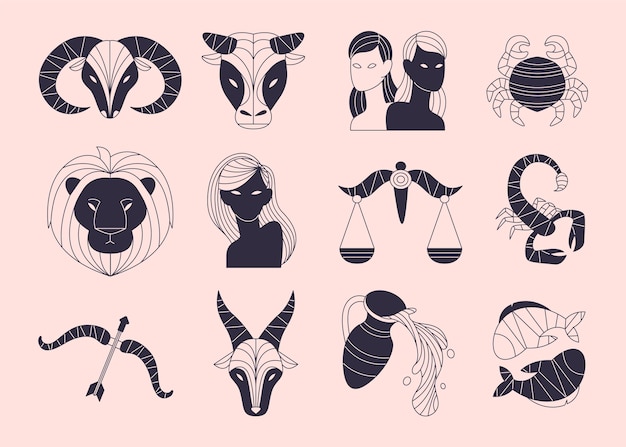 Flat zodiac sign collection