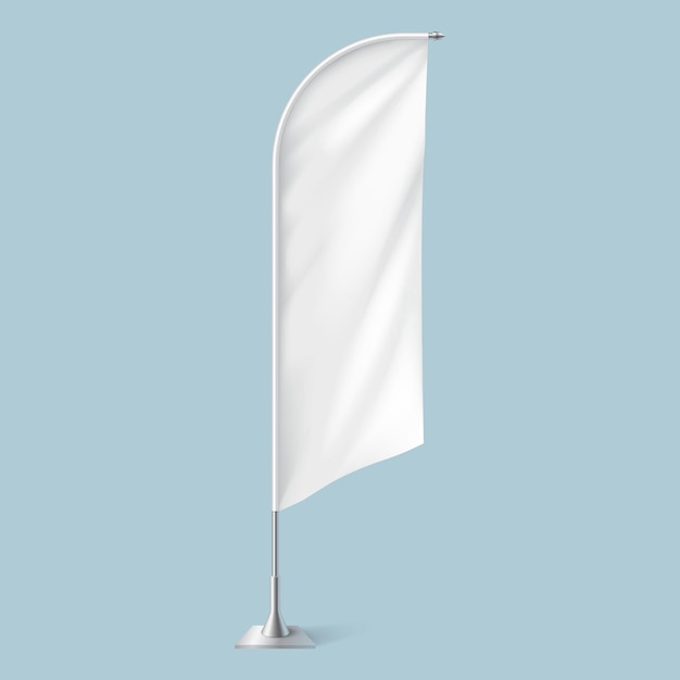 Flattering blank textile flag on metal pole illustration