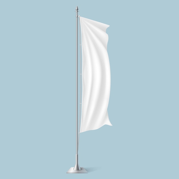 Flattering blank textile flag on metal pole illustration