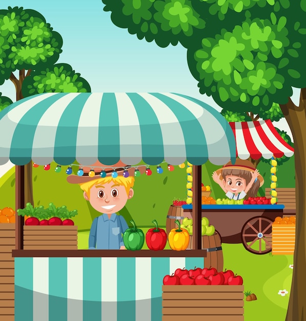 Flea market concept with fruit store