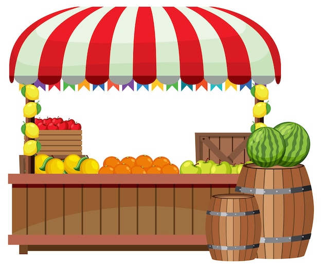 Vector flea market concept with fruit store