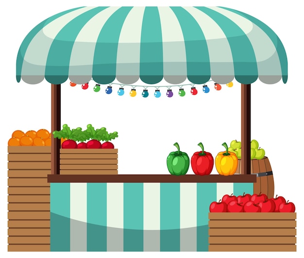 Vector flea market concept with fruit store