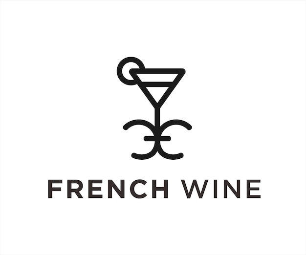 Fleur De Lis Wine Logo Design Vector Illustration