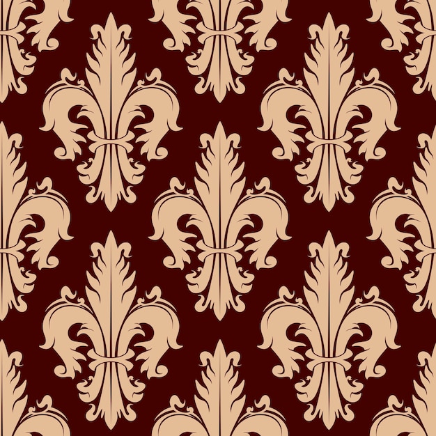 Fleurdelis seamless pattern with curly leaves