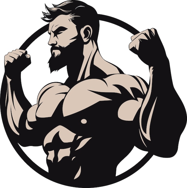 Flexing Glory Black Vector Art of Bodybuilders Triumph Mighty Muscles Monochromatic Vector Tribute