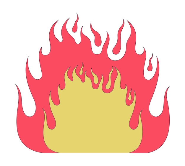 Vector flickering flames 2d linear cartoon object bonfire burning isolated line vector element white background sizzling fire danger kindling flame roaring fire color flat spot illustration