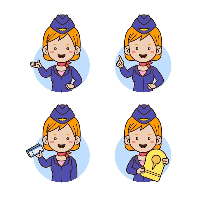 Flight attendant avatar portrait vector illustration isolated