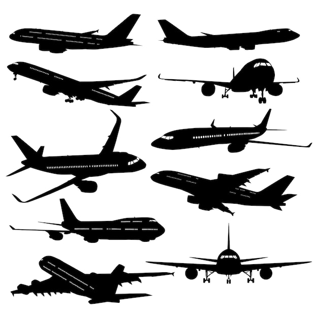 flight aviation airplane silhouettes vector