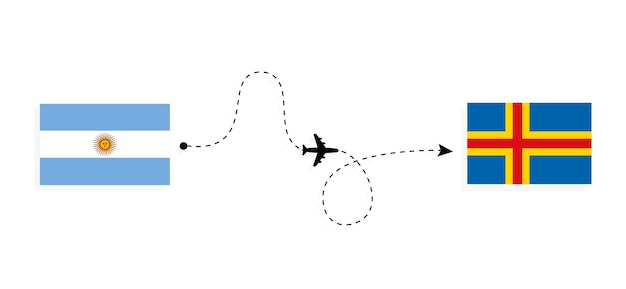 Flight and travel from Argentina to Aland by passenger airplane Travel concept