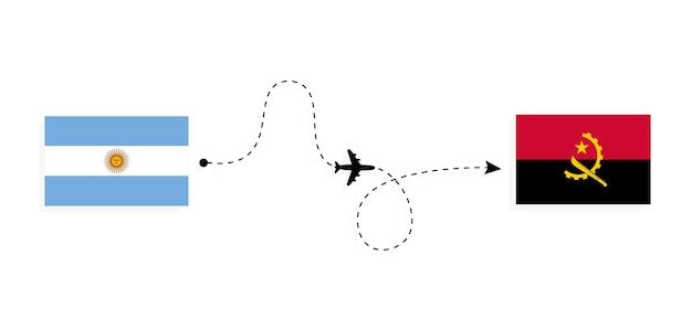 Flight and travel from Argentina to Angola by passenger airplane Travel concept