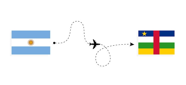 Flight and travel from Argentina to Central African Republic by passenger airplane Travel concept