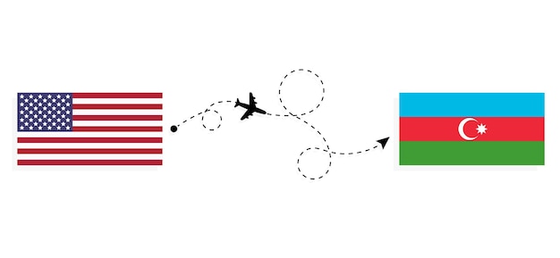 Flight and travel from USA to Azerbaijan by passenger airplane Travel concept