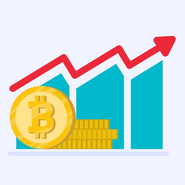 Flip chart growing graphic Bitcoin digital currency cryptocurrency