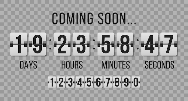 Flip clock showing how much time hours, minutes and seconds. Set of mechanical scoreboard digits.