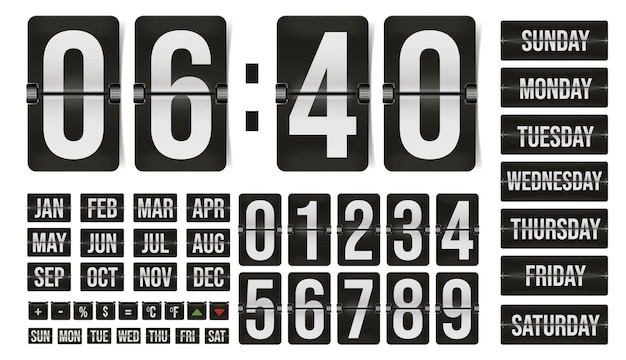 Flip flap clock number isolated on white