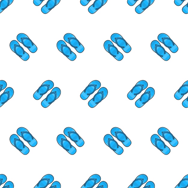 Flip Flops Seamless Pattern On A White Background. Slippers Theme Vector Illustration