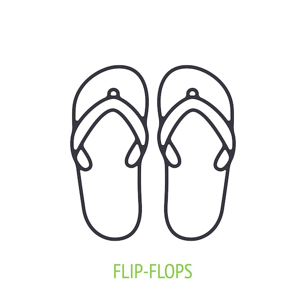 Flipflops outline icon Vector illustration Beach shoes for summer time Vector illustration