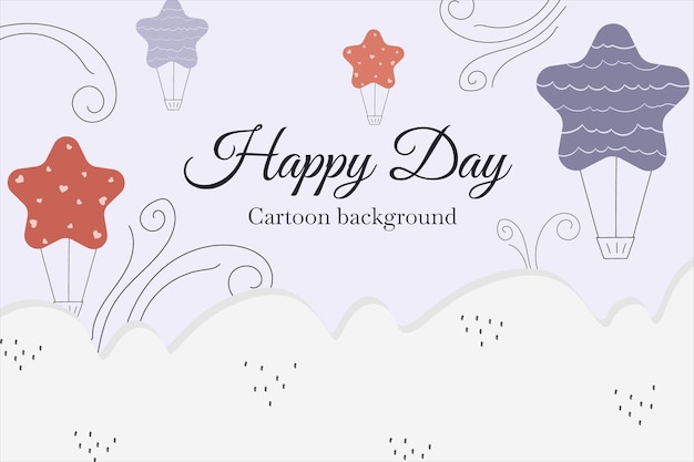 floating balloons and umbrella with clouds cartoon background